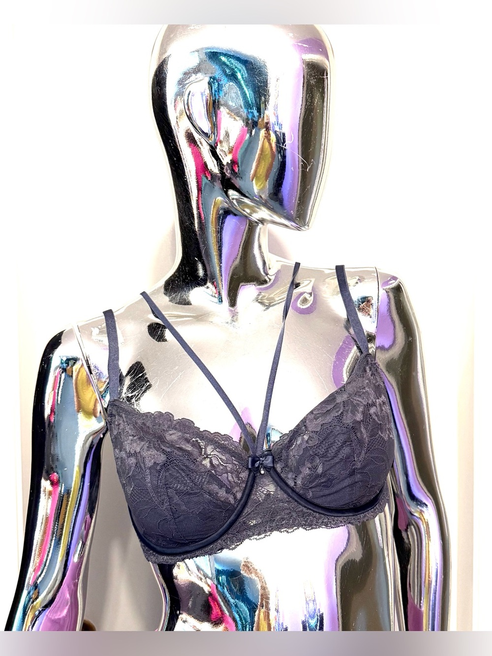 Change - Charade Lace Underwire Bra w/ Double-Strap Detail - Dark Gray